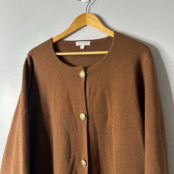 J. Crew Giselle Sweater-Blazer Women’s 2X Brown Preppy Gold Buttons Career Chic - Picture 5 of 12